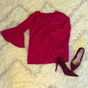 Red Flare Sleeve Top 🍒